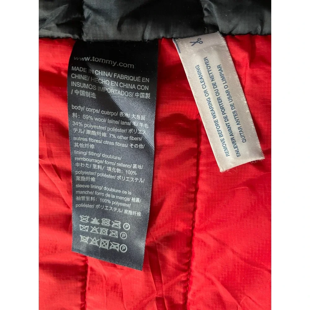 Tommy Hilfiger Duffle‎ Coat Mens Small Navy Blue Wool Blend Toggle Hooded Jacket